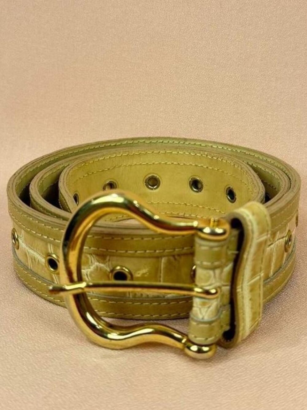 Leather Snakeskin Print Belt